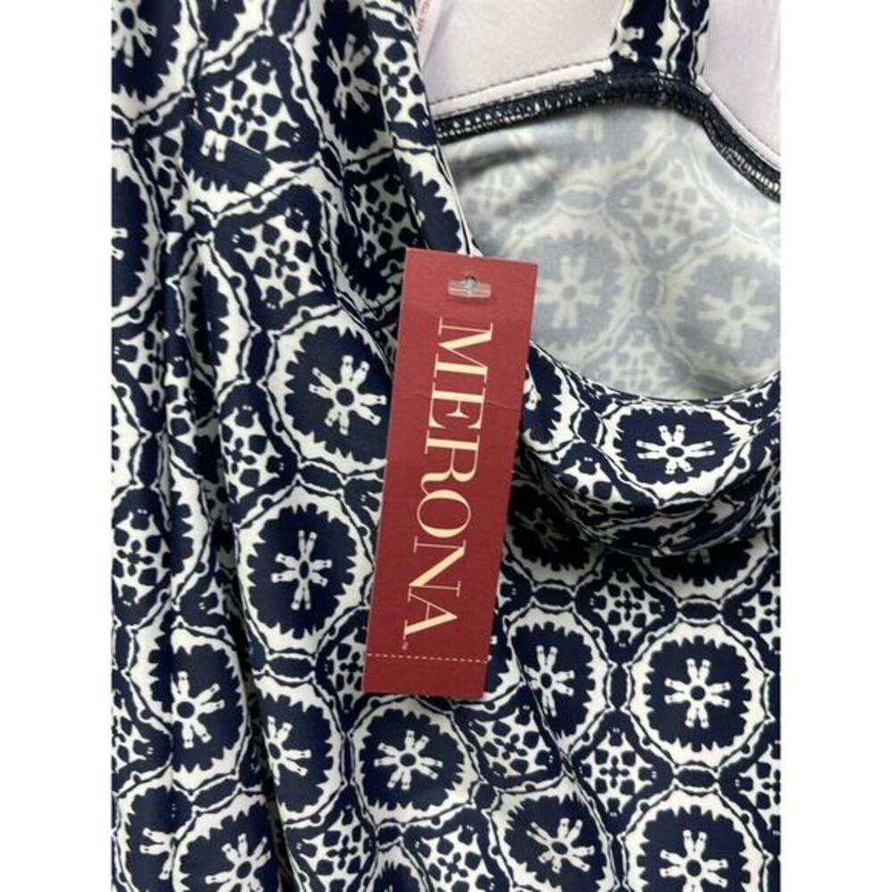 Merona Halter Swim Top Womens Size Small Built-In Padded Bra Navy White NEW - Picture 3 of 7
